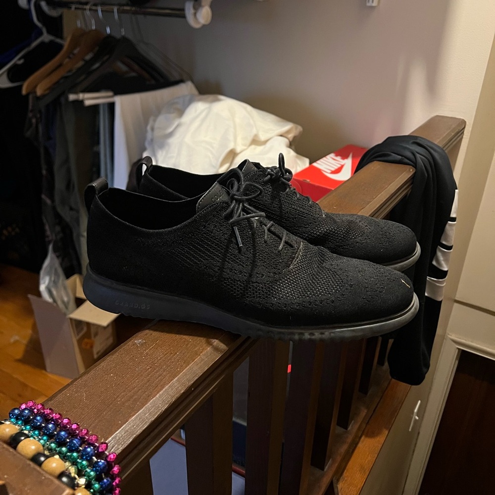 Cole Haan Black Oxford Shoes Sleek Minimalist Design Sz 14